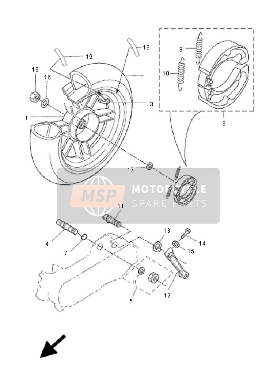 Yamaha CW50L BWS 2009 Rueda trasera para un 2009 Yamaha CW50L BWS